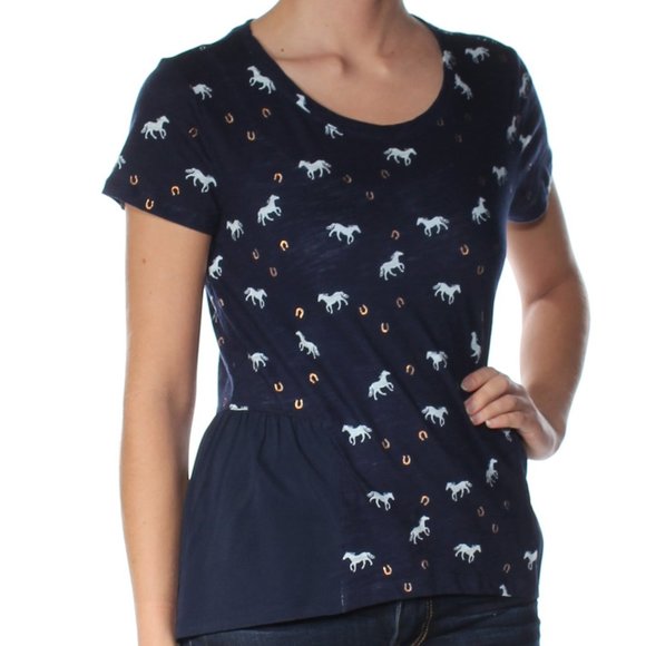 Maison Jules Tables Printed Peplum T-Shirt - Picture 1 of 7